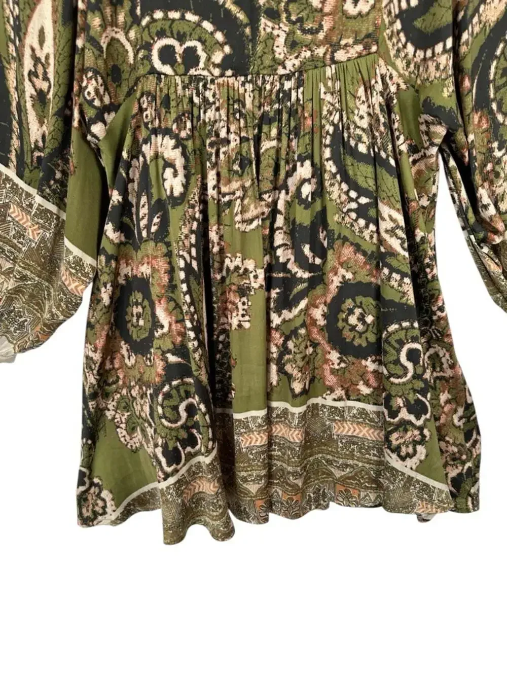 Free People Say You Love Me Dress Small Green Paisley Boho Mini Dress